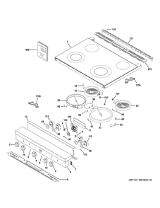 Control Panel And Cooktop Diagram and Parts List for QSS740RN2SS  General Electric Range