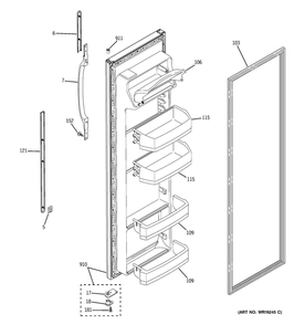 Fresh Food Door Diagram and Parts List for GSS25IFPACC  General Electric Refrigerator