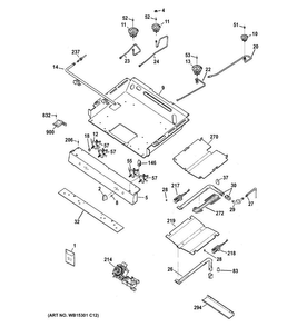 Gas & Burner Parts Diagram and Parts List for JGB620REF2SS  General Electric Range
