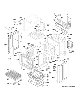 Part Location Diagram of WB32X29539 GE GASKET OVEN ASM
