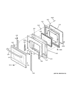 Door Diagram and Parts List for JS645DL5WW  General Electric Range
