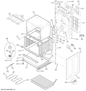 Lower Oven Diagram and Parts List for JB860DJ3WW  General Electric Range