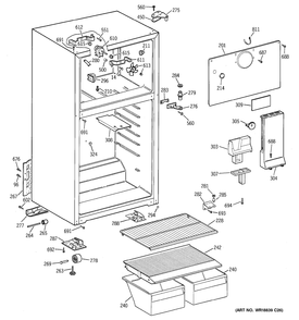 CABINET Diagram and Parts List for CTS18ABMERWW  General Electric Refrigerator