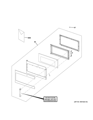 Door Parts Diagram and Parts List for CVM521P2M1S1  General Electric Microwave