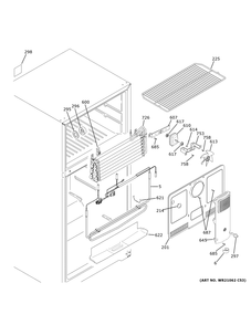 Freezer Section Diagram and Parts List for GTS22KMNDRES  General Electric Refrigerator