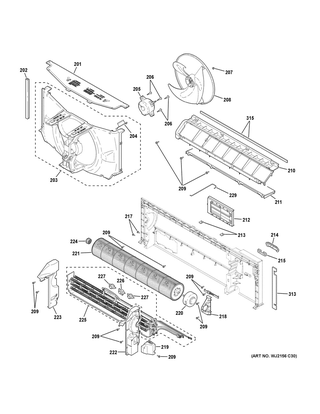 Motor & Chassis Parts Diagram and Parts List for AZ45E15DABW3  General Electric Air Conditioner