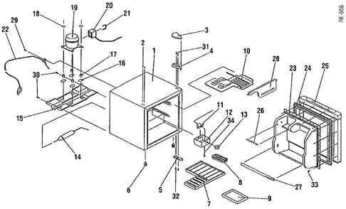 UNIT PARTS Diagram and Parts List for FR-062R  General Electric Refrigerator