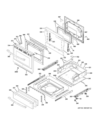 Door & Drawer Parts Diagram and Parts List for PGB940SEJ6SS  General Electric Range
