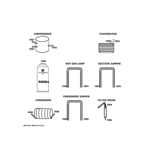 Lokring Connectors Diagram and Parts List for ZIF361NBRDII  General Electric Freezer