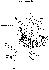 Lower Oven Diagram and Parts List for JKS26GJ4  General Electric Wall Oven