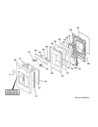 Small Door Assembly Diagram and Parts List for C2Y486P2M1S1  General Electric Range