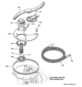 Sump & Filter Assembly Diagram and Parts List for GDF510PMD2MB  General Electric Dishwasher
