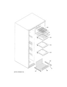 Freezer Shelves Diagram and Parts List for GSS23HGHECWW  General Electric Refrigerator