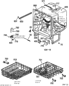 BODY PARTS Diagram and Parts List for 400210  General Electric Dishwasher