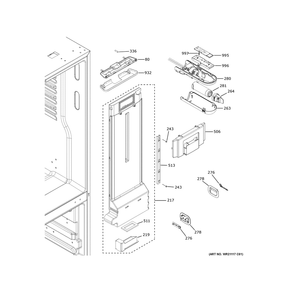 Fresh Food Section Diagram and Parts List for GYE18JYLHFFS  General Electric Refrigerator