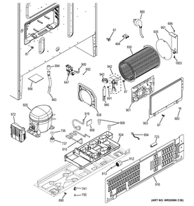 Machine Compartment Diagram and Parts List for GYE22KMHDES  General Electric Refrigerator