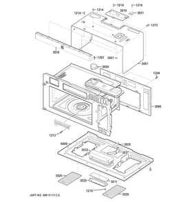 Oven Cavity Parts Diagram and Parts List for CVM1750SH1SS  General Electric Microwave