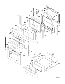 DOOR-DRAWER Diagram and Parts List for JCBP800ST1SS  General Electric Range