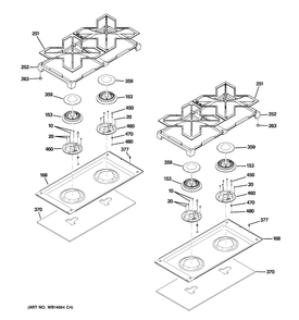 COOKTOP Diagram and Parts List for ZGP364LDR5SS  General Electric Range