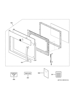 Door Parts Diagram and Parts List for JNM3163RJ4SS  General Electric Microwave