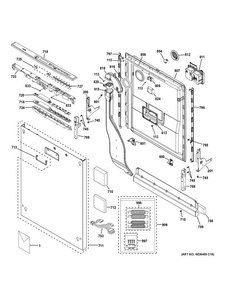 Escutcheon & Door Assembly Diagram and Parts List for PDT760SIJ7II  General Electric Dishwasher