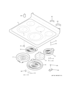 Cooktop Diagram and Parts List for JB700EJ3ES  General Electric Range