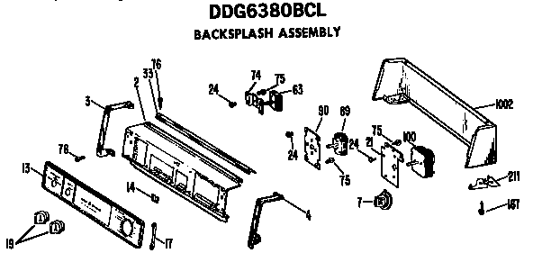 Backsplash For Ddg6380bcl Only Diagram and Parts List for DDG7188VKL  General Electric Dryer