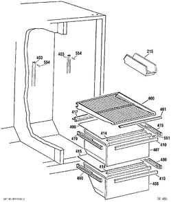 REFRIGERATOR SHELVES Diagram and Parts List for 39761-1  General Electric Refrigerator