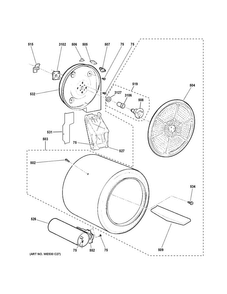 Drum Diagram and Parts List for GTD33PASK0WW  General Electric Dryer