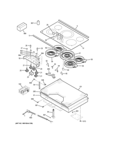 CONTROL PANEL & COOKTOP Diagram and Parts List for JP3536SJ2SS  General Electric Cooktop