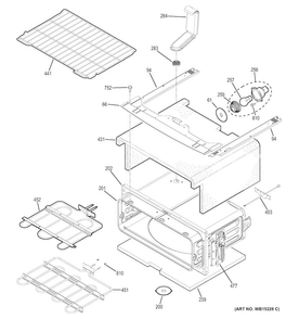 Upper Oven Diagram and Parts List for JB860DJ1WW  General Electric Range