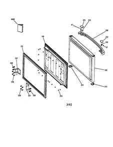 Freezer Door Diagram and Parts List for PDS18LMAWW  General Electric Refrigerator