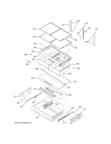 Fresh Food Shelves Diagram and Parts List for GFE28HSKESS  General Electric Refrigerator