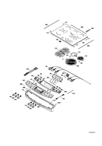 CONTROL PANEL & COOKTOP Diagram and Parts List for PCS940SF1SS  General Electric Range