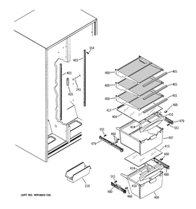 Fresh Food Shelves Diagram and Parts List for HSS22BDMCWH  Hotpoint Refrigerator