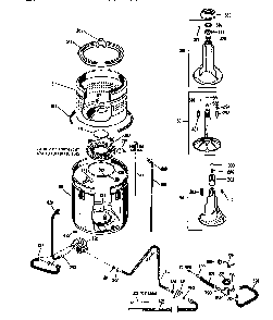 Tub, Basket And Agitator Diagram and Parts List for WWA9835SALWW  General Electric Washer