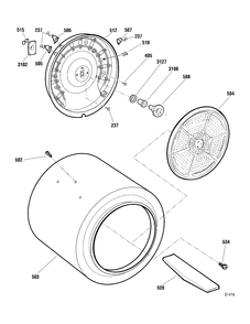 DRUM & HEATER Diagram and Parts List for PCVH565EH0GG  General Electric Dryer