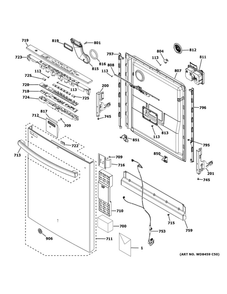 Escutcheon And Door Assembly Diagram and Parts List for GDT635HSM6SS  General Electric Dishwasher