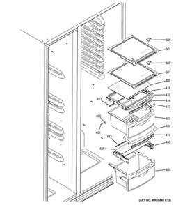 Fresh Food Shelves Diagram and Parts List for GSS25CSHECSS  General Electric Refrigerator