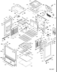 BODY PARTS Diagram and Parts List for JCSP42SR3SS  General Electric Range