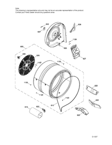 DRUM ASM Diagram and Parts List for GTD45GAMJ2WS  General Electric Dryer