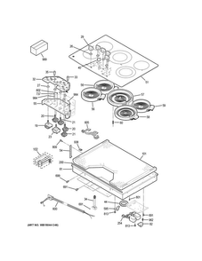 Control Panel & Cooktop Diagram and Parts List for PP7030DJ1BB  General Electric Cooktop