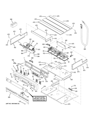Control Panel Diagram and Parts List for CTD90FP3M1D1  General Electric Range