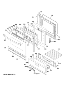 Door And Drawer Parts Diagram and Parts List for JGBS30DEK4WW  General Electric Range