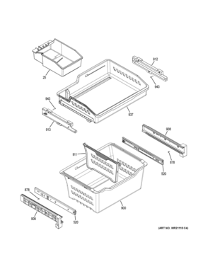 FREEZER SHELVES Diagram and Parts List for GDE21EGKFRBB  General Electric Refrigerator