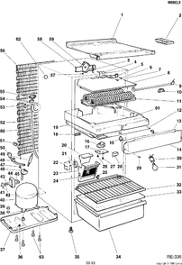 CABINET Diagram and Parts List for 32011-1  General Electric Refrigerator