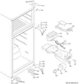 Fresh Food Section Diagram and Parts List for GTE15CTHCRCC  General Electric Refrigerator