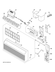 Grille And Control Parts Diagram and Parts List for AZVS15EMXWAK1  General Electric Air Conditioner