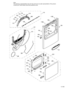 FRONT PANEL & DOOR Diagram and Parts List for GTD42EBAK0WS  General Electric Dryer