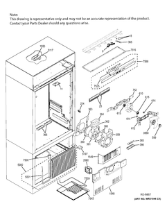 CONTROLS & COMPONENTS Diagram and Parts List for ZIPP360NHASS  General Electric Refrigerator